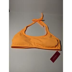 Xhilaration‎ Halter Bralette Bikini Top Juniors Ribbed Orange XL Removable Cups